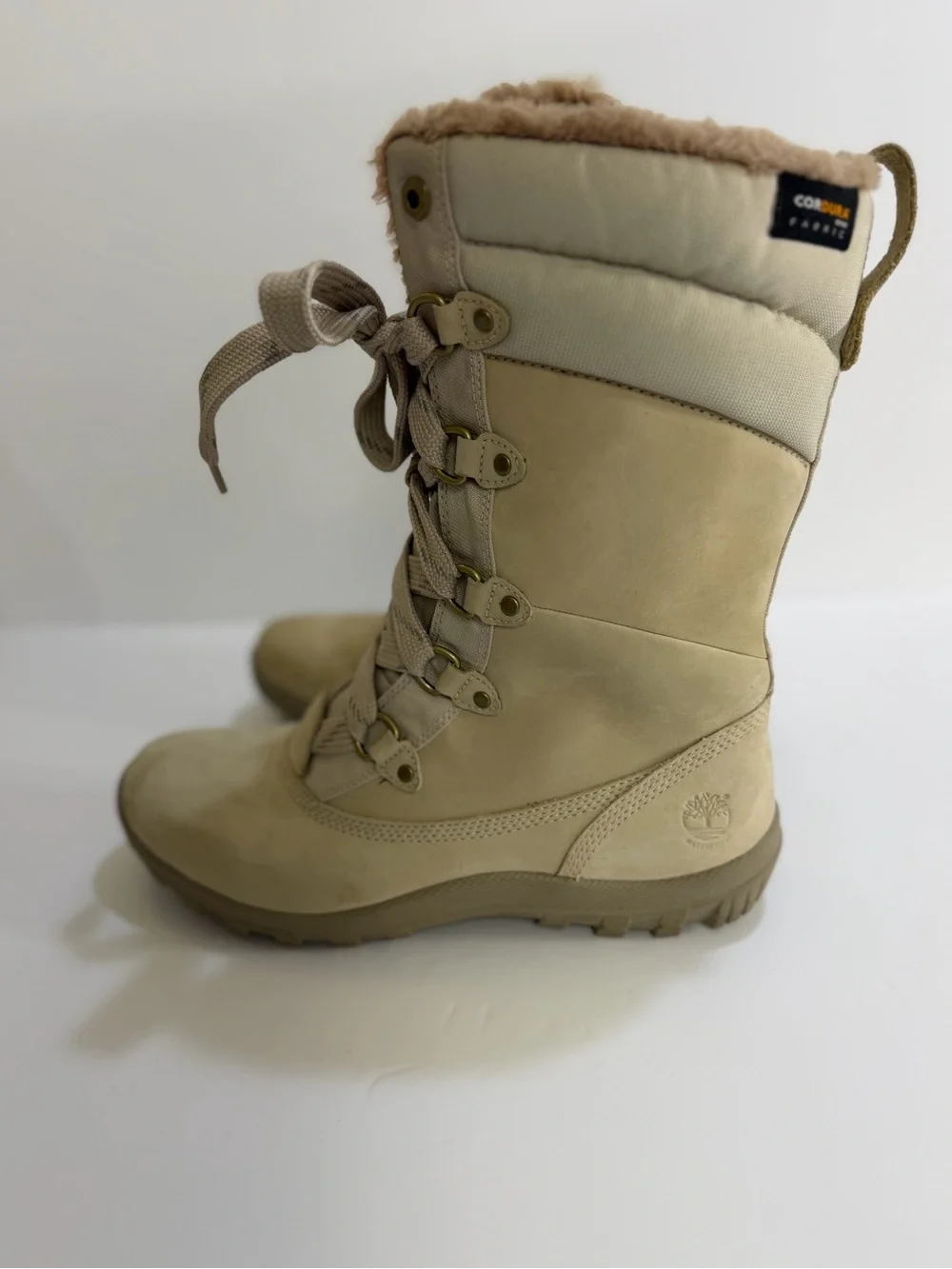 Timberland Women’s Faux Fur Insulated Waterproof Winter Boots Beige Size 9.5